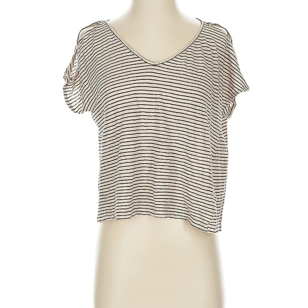 100% Linen Striped Black and White Women's Top